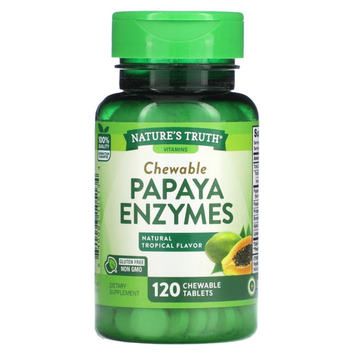 Nature's Truth Nature's Truth  Natural Tropical Flavor Papaya Enzymes  120 Chewable Tablets Vitamins & Supplements White Smoke