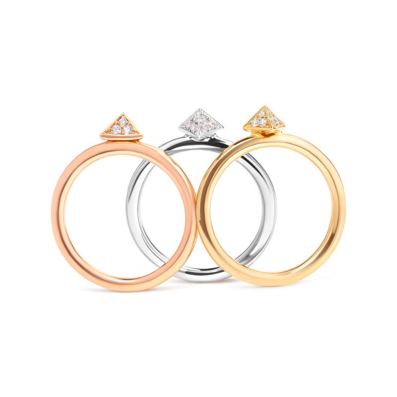 Bids.com 14K Tri Color Gold 1/3 Cttw Diamond Pyramid Stackable Band Ring Set (G-H Color, SI1-SI2 Clarity) - Size 7 Rings White Smoke 7 / YellowWhiteRose.Gold