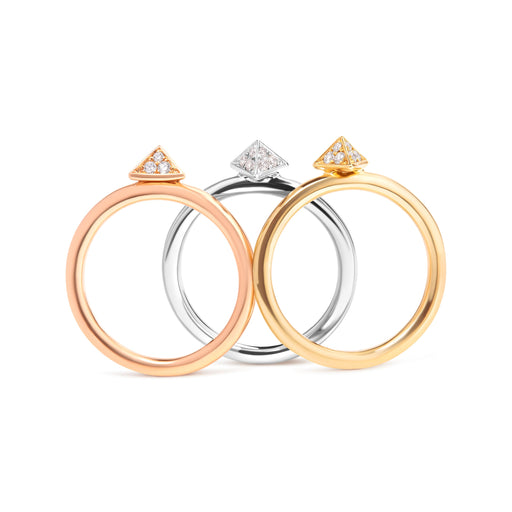 Bids.com 14K Tri Color Gold 1/3 Cttw Diamond Pyramid Stackable Band Ring Set (G-H Color, SI1-SI2 Clarity) - Size 7 Rings White Smoke 7 / YellowWhiteRose.Gold