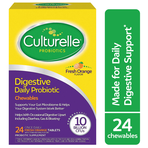 Culturelle Culturelle Digestive Health Probiotic Chewable Tablets, Orange 24 ct Vitamins & Supplements Sea Green