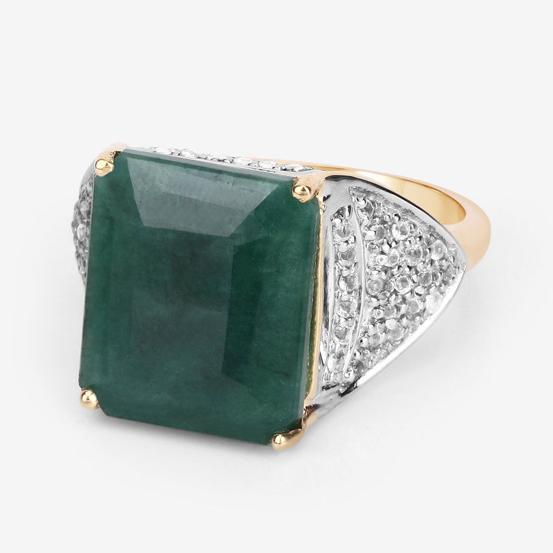 Bids.com 8.70 Carat Dyed Emerald and White Topaz .925 Sterling Silver Ring Rings Dark Slate Gray size 8.00,size 5.00,size 6.00,size 7.00,size 9.00,size 10.00