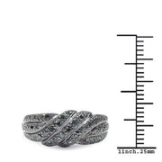 Bids.com 0.36 Carat Genuine Blue Diamond .925 Sterling Silver Ring Rings White Smoke size 7.00,size 6.00,size 8.00,size 9.00