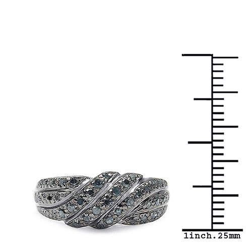 Bids.com 0.36 Carat Genuine Blue Diamond .925 Sterling Silver Ring Rings White Smoke size 7.00,size 6.00,size 8.00,size 9.00