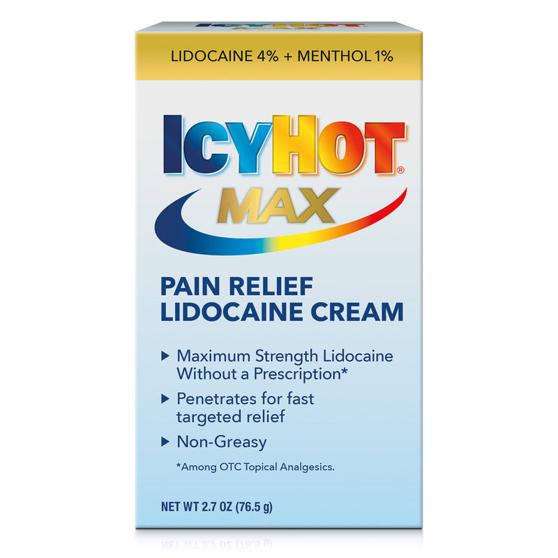 Icy Hot Icy Hot Max Strength Pain Relief Lidocaine Cream Health & Beauty Light Blue