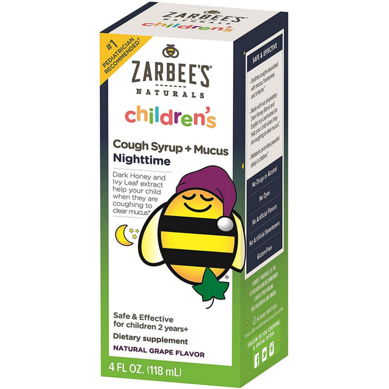 Zarbee's Zarbee's Naturals Nighttime Natural Grape Flavor Cough Syrup + Mucus 4 Fl Oz Box Health & Beauty White Smoke