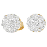 Bids.com 14K Yellow Gold 3/4 cttw Round Cut Diamond Stud Earring (I-J, SI2-I1) Earrings Light Gray Yellow.Gold / 0.84