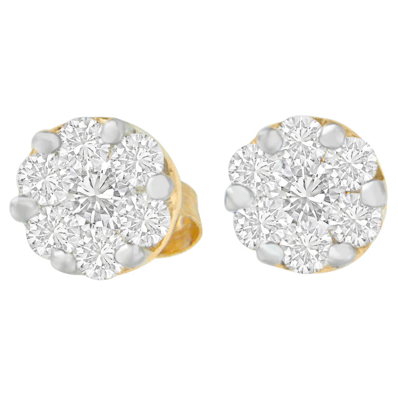 Bids.com 14K Yellow Gold 3/4 cttw Round Cut Diamond Stud Earring (I-J, SI2-I1) Earrings Light Gray Yellow.Gold / 0.84