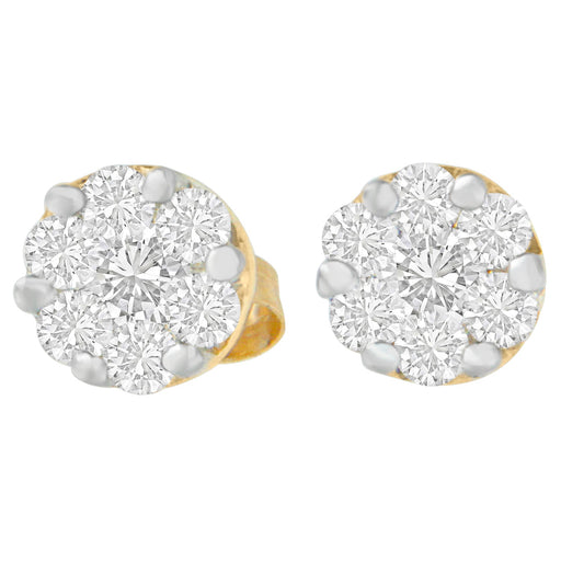 Bids.com 14K Yellow Gold 3/4 cttw Round Cut Diamond Stud Earring (I-J, SI2-I1) Earrings Light Gray Yellow.Gold / 0.84