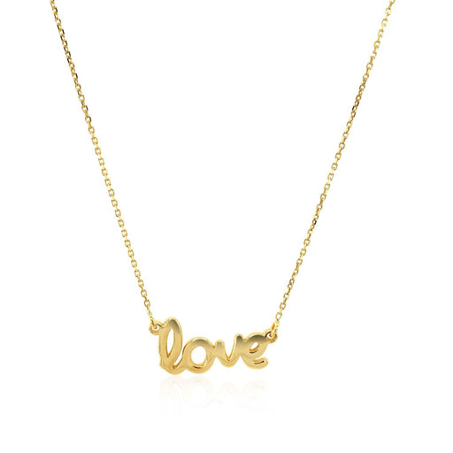 Bids.com 14k Yellow Gold Script LOVE Necklace Necklaces White Smoke 18 / Yellow Gold