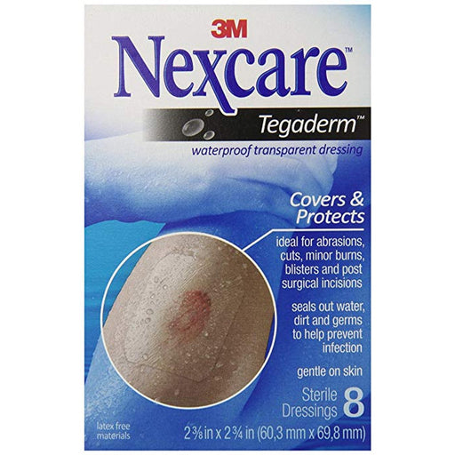 Nexcare Nexcare Tegaderm Waterproof Transparent Dressing, 2.375 in x 2.75 in, 8 Count First Aid Light Gray