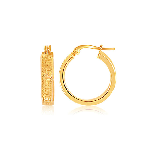 Bids.com 14k Yellow Gold Greek Key Small Hoop Earrings Earrings White Smoke Yellow Gold