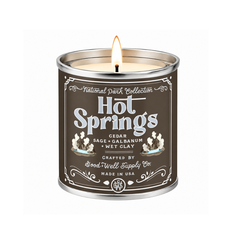 Good & Well Supply Co Hot Springs National Park Candle Candles White Smoke Half Pint / 8oz / Cotton Wick,Pint / 14oz / Cotton Wick