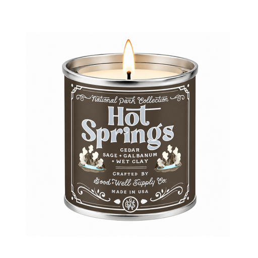 Good & Well Supply Co Hot Springs National Park Candle Candles White Smoke Half Pint / 8oz / Cotton Wick,Pint / 14oz / Cotton Wick