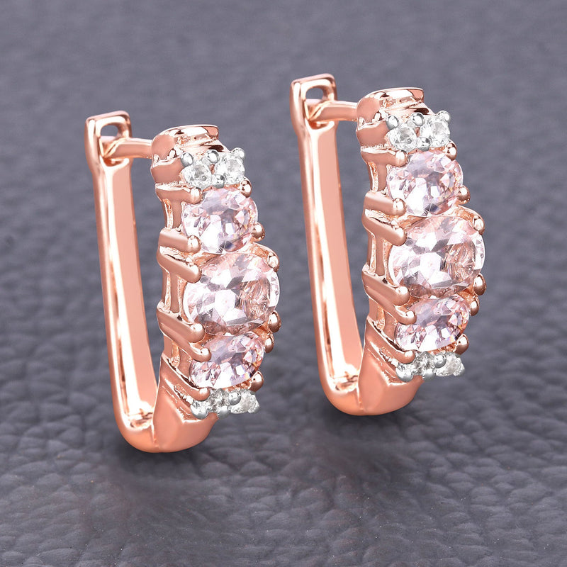 Bids.com 1.32 Carat Genuine Morganite and White Topaz .925 Sterling Silver Earrings Earrings Dim Gray
