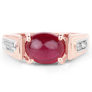 Bids.com 14K Rose Gold Plated 4.71 Carat Genuine Glass Filled Ruby and White Topaz .925 Sterling Silver Ring Rings White Smoke size 6.00,size 8.00,size 7.00,size 9.00