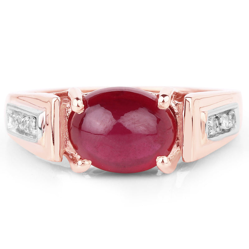 Bids.com 14K Rose Gold Plated 4.71 Carat Genuine Glass Filled Ruby and White Topaz .925 Sterling Silver Ring Rings White Smoke size 6.00,size 8.00,size 7.00,size 9.00