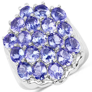 Bids.com 6.27 Carat Genuine Tanzanite .925 Sterling Silver Ring Rings White Smoke size 8.00,size 9.00,size 5.00,size 6.00,size 7.00,size 10.00,size 11.00