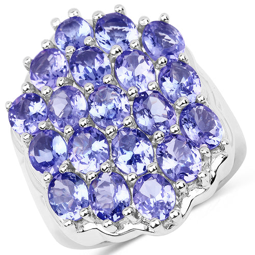 Bids.com 6.27 Carat Genuine Tanzanite .925 Sterling Silver Ring Rings White Smoke size 8.00,size 9.00,size 5.00,size 6.00,size 7.00,size 10.00,size 11.00