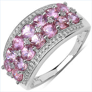 Bids.com 2.00 Carat Genuine Pink Sapphire & White Topaz .925 Sterling Silver Ring Rings White Smoke size 6.00,size 8.00,size 7.00,size 9.00
