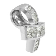Bids.com 14K White Gold 2 cttw Princess and Baguette Cut Diamond Ribbon Pendant Necklace (H-I, SI-SI2) Necklaces White Smoke White.Gold / 18
