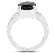 Bids.com 5.29 Carat Genuine Black Sapphire and White Topaz .925 Sterling Silver Ring Rings White Smoke size 7.00,size 6.00,size 8.00,size 6.50,size 9.00