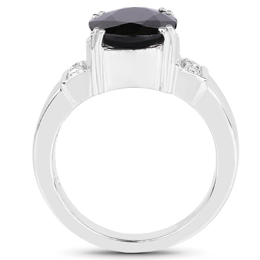 Bids.com 5.29 Carat Genuine Black Sapphire and White Topaz .925 Sterling Silver Ring Rings White Smoke size 7.00,size 6.00,size 8.00,size 6.50,size 9.00