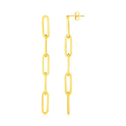 Bids.com 14K Yellow Gold Five Link Paperclip Chain Earrings Earrings White Smoke Yellow Gold