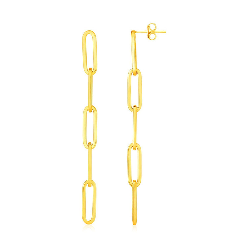 Bids.com 14K Yellow Gold Five Link Paperclip Chain Earrings Earrings White Smoke Yellow Gold