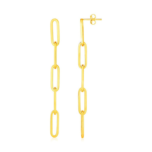 Bids.com 14K Yellow Gold Five Link Paperclip Chain Earrings Earrings White Smoke Yellow Gold