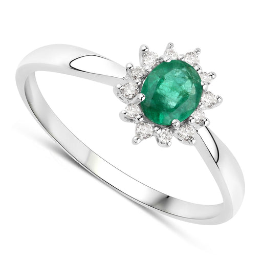 Bids.com 0.40 Carat Genuine Zambian Emerald and White Diamond 14K White Gold Ring Rings White Smoke size 5.00,size 6.00,size 7.00,size 8.00,size 9.00