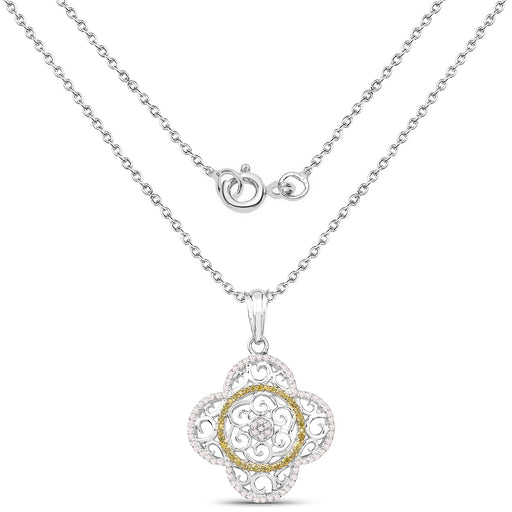 Bids.com 0.57 Carat Genuine White Diamond and Yellow Diamond .925 Sterling Silver Pendant Pendants White Smoke