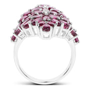 Bids.com 7.52 Carat Genuine Rhodolite .925 Sterling Silver Ring Rings White Smoke size 7.00,size 9.00,size 6.00,size 8.00,size 10.00,size 5.00