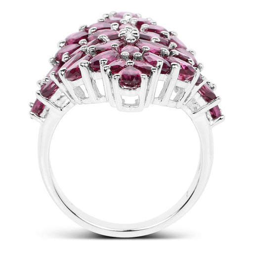 Bids.com 7.52 Carat Genuine Rhodolite .925 Sterling Silver Ring Rings White Smoke size 7.00,size 9.00,size 6.00,size 8.00,size 10.00,size 5.00