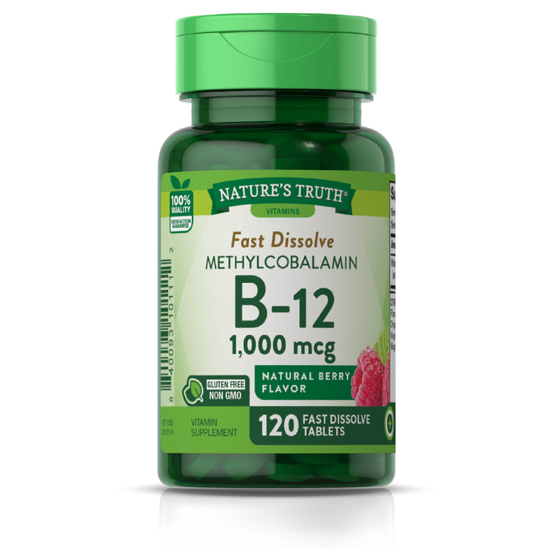 Nature's Truth Nature's Truth Vitamin B-12, Sublingual, 1000 Mcg, Fast Dissolve Tabs, Natural Berry Flavor Vitamins & Supplements White Smoke