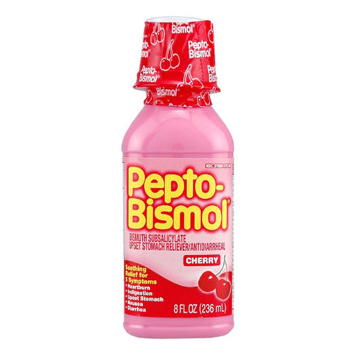 Pepto Bismol Pepto Bismol Cherry Liquid, Upset Stomach Reliever and Antidiarrheal, 8 fl oz Medicine & Drugs White Smoke