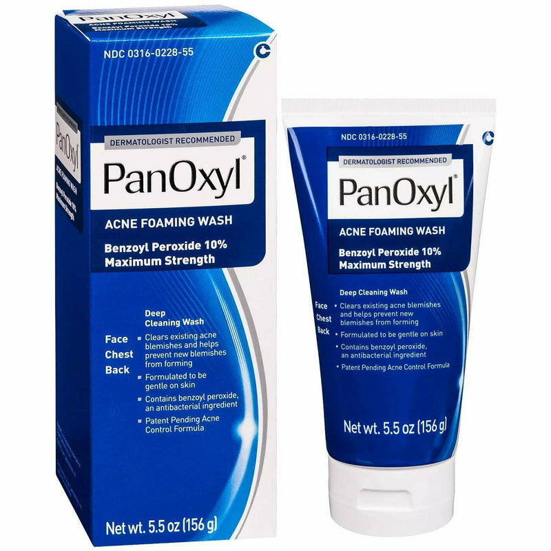 PanOxyl PanOxyl Acne Foaming Face Wash Benzoyl Peroxide 10% Maximum Strength 5.5 Oz Skin Care White Smoke