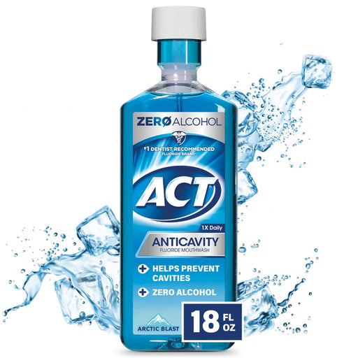Act Act Zero Alcohol Arctic Blast Anticavity Fluoride Mouthwash, 18 Fl Oz Mouthwash White Smoke