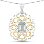 Bids.com 2.10 Carat Genuine Green Amethyst .925 Sterling Silver Pendant Pendants White Smoke