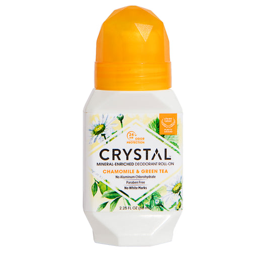 Crystal Crystal Essence Mineral Deodorant Roll-On Chamomile And Green Tea - 2.25 Fl Oz Deodorant White Smoke