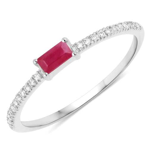 Bids.com 0.22 Carat Genuine Ruby and White Diamond 14K White Gold Ring Rings White Smoke size 5.00,size 6.00,size 7.00,size 8.00,size 9.00
