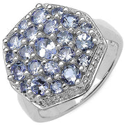 Bids.com 1.61 Carat Genuine Tanzanite .925 Sterling Silver Ring Rings White Smoke size 7.00,size 6.00,size 8.00,size 9.00