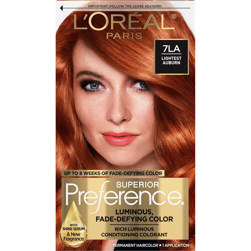 L'Oreal Paris L'Oreal Paris Superior Preference Permanent Color, With Shine Serum, Warmer, Lightest Auburn 7 La Hair Color Dark Red