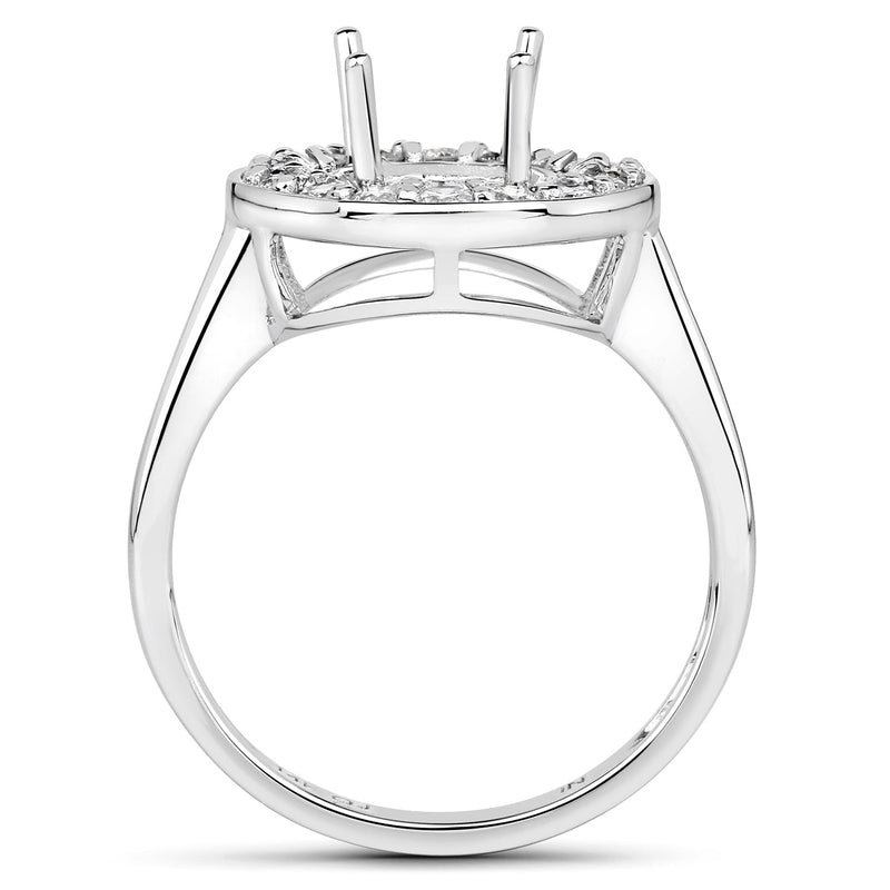 Bids.com 0.48 Carat Genuine White Diamond 14K White Gold Semi Mount Ring - holds 8.00mm Round Gemstone Rings White Smoke size 7.00,size 6.00,size 8.00