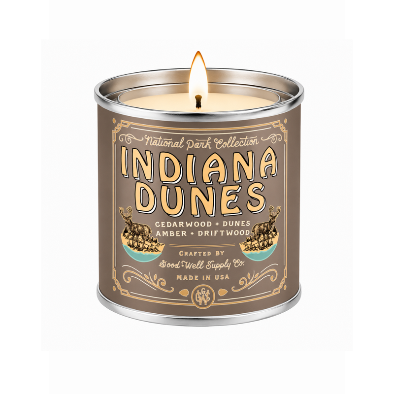 Good & Well Supply Co Indiana Dunes National Park Candle Candles White Smoke Half Pint / 8oz / Cotton Wick,Pint / 14oz / Cotton Wick