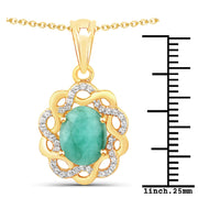 Bids.com 2.78 Carat Genuine Emerald and White Topaz .925 Sterling Silver Pendant Pendants White Smoke