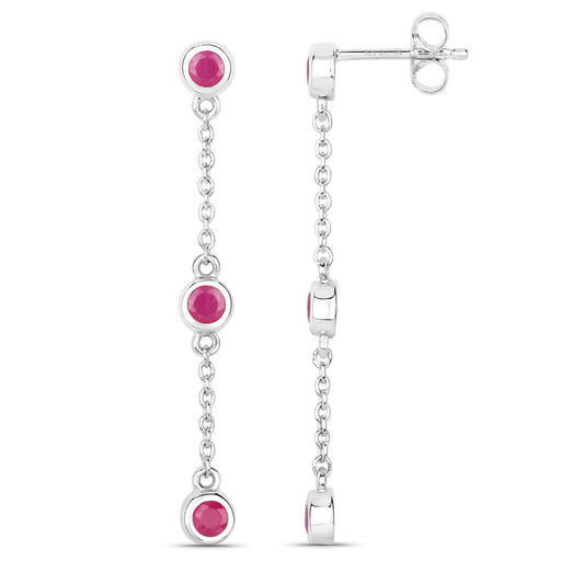 Bids.com 0.78 Carat Genuine Ruby .925 Sterling Silver Earrings Earrings White Smoke