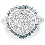 Bids.com 0.74 Carat Genuine White Diamond and Green Diamond .925 Sterling Silver Ring Rings White Smoke size 6.00,size 7.00,size 8.00,size 9.00,size 7.50