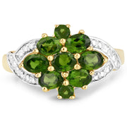Bids.com 1.26 Carat Genuine Chrome Diopside .925 Sterling Silver Ring Rings White Smoke size 6.00,size 7.00,size 8.00,size 9.00,size 5.00