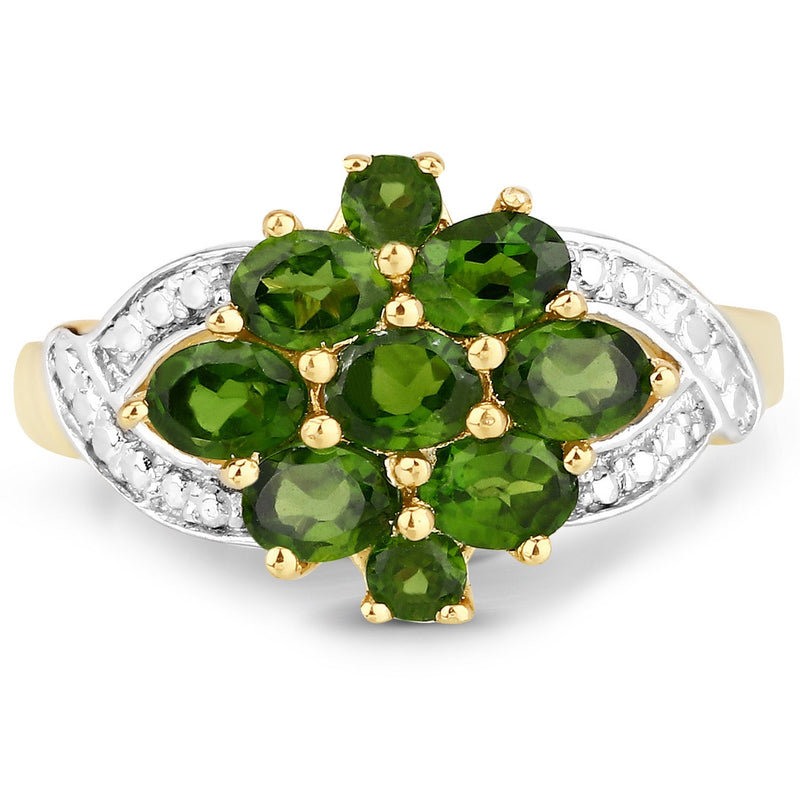 Bids.com 1.26 Carat Genuine Chrome Diopside .925 Sterling Silver Ring Rings White Smoke size 6.00,size 7.00,size 8.00,size 9.00,size 5.00