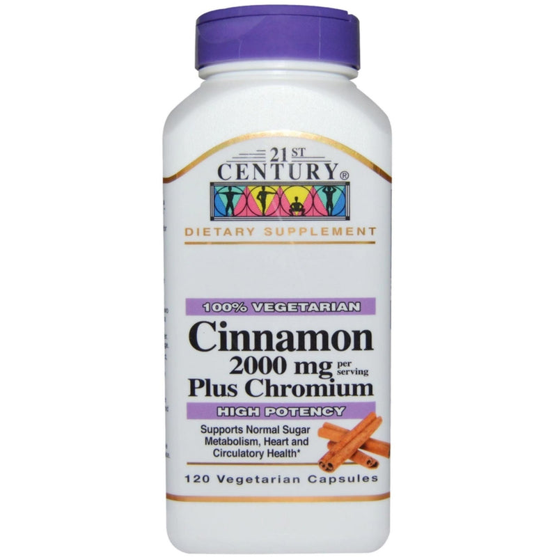 21st Century 21st Century Cinnamon 2000Mg Plus Chromium Caplets 120 Ct Vitamins & Supplements Light Gray